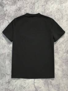 SHEIN Teen Boys' Casual Comfortable Solid Color All-Match Short Sleeve Top - Black - View 2
