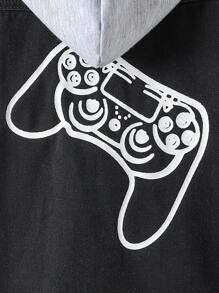 青少年男孩牛仔夹克和外套，休闲百搭街头风夹克，带可拆卸兜帽，四季必备衣橱单品 - 黑色 - 查看 6