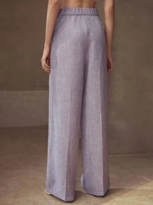 MOTF PREMIUM 褶皱直筒西装裤 - 紫色 - 查看 3