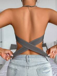 1pc Women's Sexy Minimalist Wireless Strapless Convertible Push-Up Bra With Side Closure - Grey - View 2