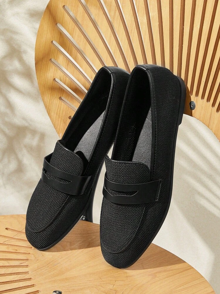 CUCCOO BASICS Women's Fashionable Black Comfortable Breathable Flat Loafers, Suitable For Commuting, Vacation And Various Occasions