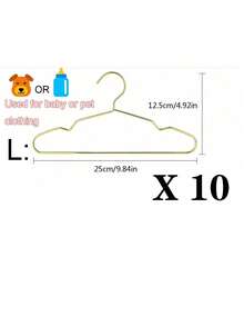 10件/套衣架金色迷你衣架金属小衣架泰迪狗猫木偶娃娃宠物店衣服支架 - 金色 - 查看 15