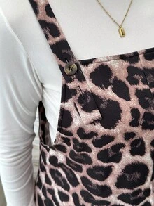 SHEIN 孕妇休闲时尚街头豹纹连体裤（不含T恤） - 彩色 - 查看 4