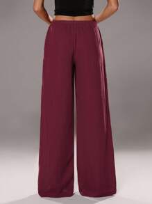 TRNVIE Pantalones rectos de algodón de cintura alta informales para mujer