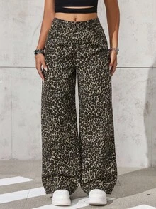 EMERY ROSE Quần Jeans Denim Họa Tiết Da Báo Thường Ngày Cho Nữ - Nhiều màu - Xem 5