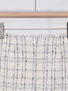 INAWLY 2件套女士优雅格子通勤裙套装 - 黑與白 - 查看 4