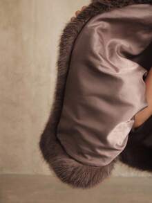 Anewsta Chaqueta capa de mujer con diseño de lentejuelas y parches de piel de zorro de lujo - Marrón - Ver 13