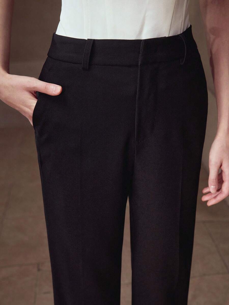 MOTF Classy FOLD PLEATED SLANT POCKET SUIT PANTS - Black - View 2