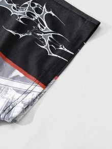 ROMWE MEN Spring/Summer Casual Graphic Men'S Anime Print Short Sleeve T-Shirt, Suitable For Spring/Summer - Grey - View 6