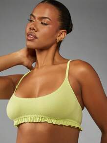 MISSGUIDED Sutiã Bralette com Babado e Alças Ajustáveis, Estilo de Praia, Lua de Mel e Resort de Verão - Verde - Visão 5