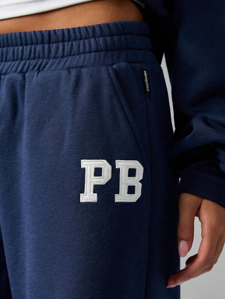 Missguided x Playboy Oversized Classic Wide Leg Sweatpants With Embroidered Logo For Fall Winter Loungewear Casual Fashion Streetwear Comfortable Pants For Campus