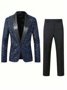 Manfinity AFTRDRK Completo da uomo con collo a scialle, maniche lunghe e spalline con paillettes