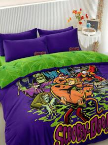 SCOOBY-DOO X SHEIN Cartoon And Letter Print Bedding Set - Multicolor - View 4