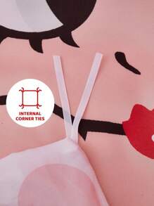 Betty Boop x SHEIN 波点爱心图案被套套装，温暖柔软，多种尺寸可选，三件套，礼品之选，派对、节日、情人节适用 - 彩色 - 查看 7