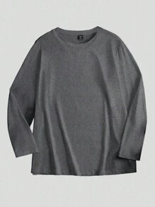 EMERY ROSE 大码基本款纯色圆领长袖T恤 - 彩色 - 查看 3