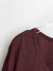 Camiseta feminina plus size com decote em V, solta e lisa, casual e simples, verão