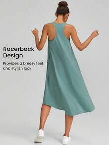 GLOWMODE FeatherFit™-Air VitalSwift 調節肩背口袋防滑超輕假期裙，內置短褲輕支撐低度運動日常休閒春季裙夏季裙 - 青碧色 - 查看 2