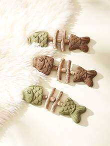 PETSIN 1 Piece Creative Cat Fishbone Toy, Tortoise Cat Toy, Wood Geranium Tooth Stick, Simulation Fish, Tooth Stick, Cat Self-Made Catn Toy, Gall Fruit Pet Toy - Multicolor - View 5