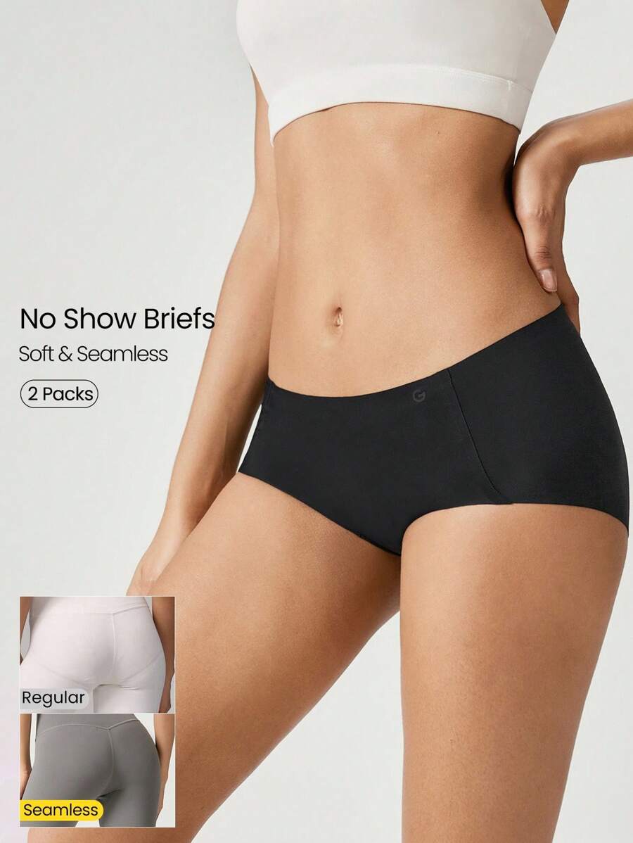 GLOWMODE 2条装轻盈透气吸汗中腰全包覆无缝隐形内裤，适合日常运动