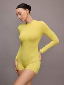 Activina Women's Solid Color Minimalist Long Sleeve Jumpsuit For Everyday Wear