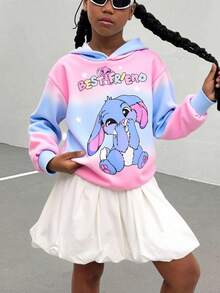 Tween Girl Casual Gradient Cartoon Print Hoodie Sweatshirt, Autumn/Winter Fall - Multicolor - View 8