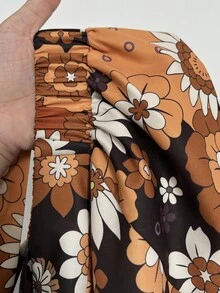 Sweetra Plus Size Pocket Elastic Waist Criss-Cross A-Line Floral Print Elegant Vacation/Party Dress For Women - Multicolor - View 4