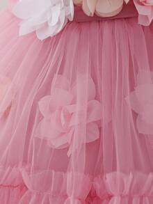 Glamorique Kids Baby Girl Sleeveless Floral Mesh Tulle Party Dress, Cute & Sweet Princess Dress, Suitable For Christening, Birthday, New Year Fall Winter