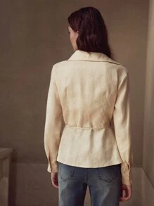 MOTF PREMIUM WRAP KNOT SHIRT - Apricot - View 3