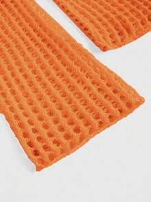 ROMWE Grunge Punk Áo len đan móc khoét lỗ cỡ lớn cỡ lớn - trái cam - Xem 4