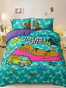 SCOOBY-DOO X SHEIN 3pc Cute Style Printed Bedding Set,Suitable For Single Bed/Double Bed/Queen Bed/King Bed, Dormitory/Home - Multicolor - View 5