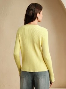 Anewsta Women's Lace Floral Beaded Yellow Cardigan - Yellow - View 2