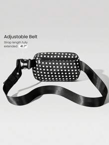 GLOWMODE Túi đeo chéo eo 1L Dot And Go bằng lưới chống thấm nước, dây đeo điều chỉnh được, họa tiết chấm bi đen, có ngăn, thích hợp cho phòng tập thể dục, leo núi, du lịch, sử dụng hàng ngày, mùa xuân hè. - Đen và trắng - Xem 4