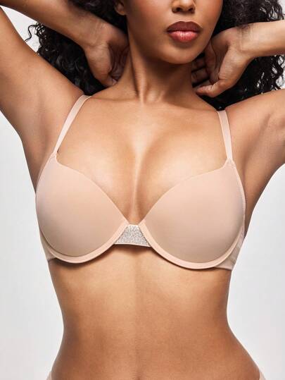 Shapelle Forme Women's Shiny Ribbon Patchwork Comfortable & Fashionable Bra