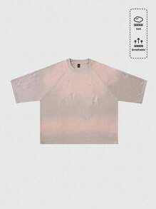 ROMWE MEN Street Life 男士休闲渐变刺绣骏马印花T恤，夏季 - 鏽棕色 - 查看 1