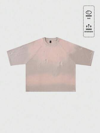 Street Life Camiseta casual de hombre con bordado de caballo degradado, para verano