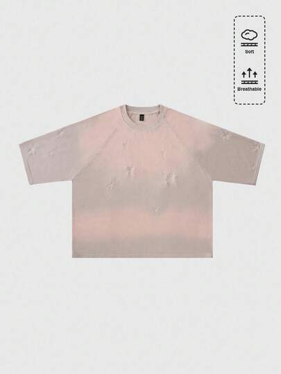 Street Life Camiseta casual de hombre con bordado de caballo degradado, para verano