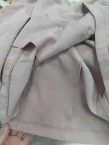 Elenzga Ținută elegantă de petrecere pentru femei, cu guler roz, din două piese, toamnă - Roz - Vizualizare 7