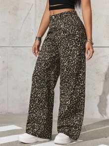 EMERY ROSE Quần Jeans Denim Họa Tiết Da Báo Thường Ngày Cho Nữ - Nhiều màu - Xem 4