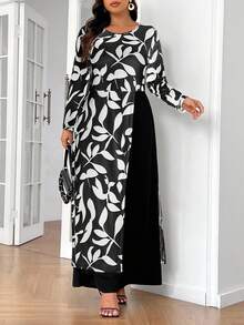 SHEIN Frenchy 大码优雅简约二合一连体裤 - 黑色 - 查看 5