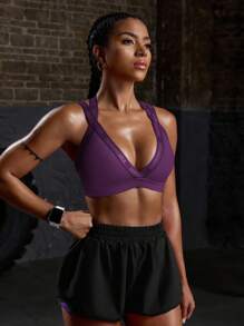 Powerista Red Violet Push Up Sports Bra With Supportive Straps For Gym And Workout - Red Violet - View 7