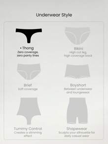 GLOWMODE 2 Packs Lightweight Invisible Flex Seamless Fit Mid-Rise Waist T-String Thong Underwear Daily Wear - Apricot - View 7