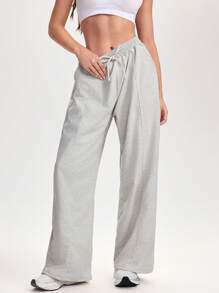 SHEIN Sports Damen Lässig Einfarbige Sporthose - Grau - Übersicht 1