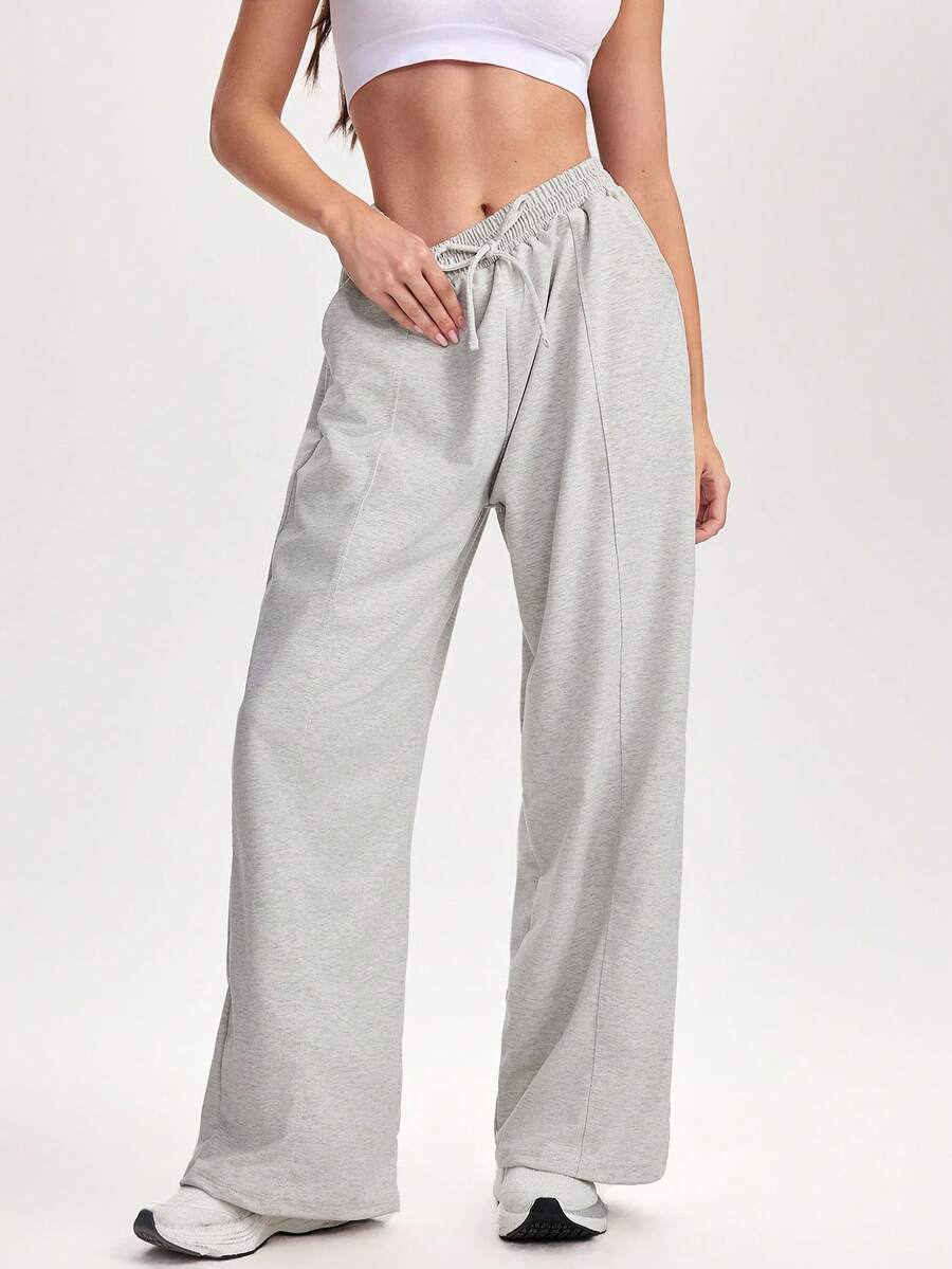 SHEIN Sports Damen Lässig Einfarbige Sporthose - Grau - Übersicht 1