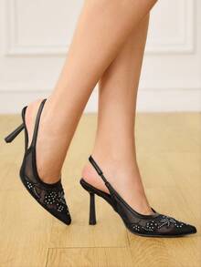 CUCCOO HITCHD 女士后绑带蝴蝶装饰洛丽塔风格高跟鞋，酒红色 - 黑色 - 查看 6