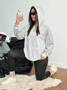 2 pezzi Set di felpa con cappuccio e leggings da donna con stampa leopardata e a stelle