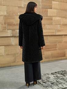 CLARA VERO Culoare uni, Culoare blană artificială, Glugă din blană artificială, Lungime medie, Palton de iarnă - Negru - Vizualizare 2