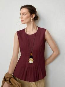 Uhlyne Áo vest ngắn nhẹ, thoải mái, thiết kế thanh lịch, dễ mặc hàng ngày, dành cho nữ, bộ sưu tập mùa xuân mới - Màu Đỏ Sâu - Xem 8