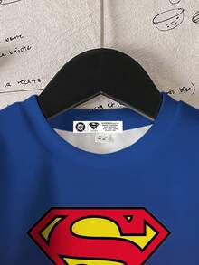 SUPERMAN X SHEIN Young Boy Casual Daily Gradient Print Crew Neck Sweatshirt Fall Winter - White - View 4