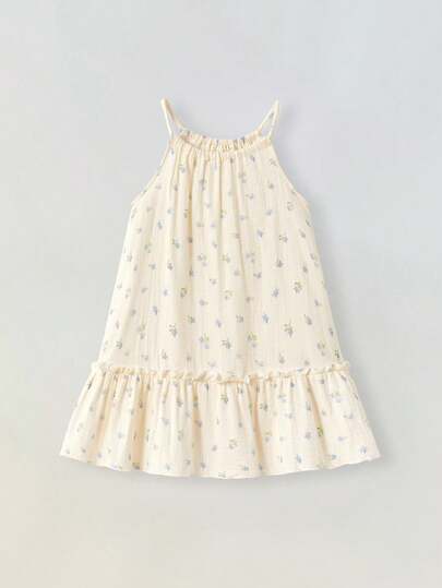 Maija Kids Maija Kids Váy yếm xếp nếp họa tiết hoa nhỏ xinh cho bé gái