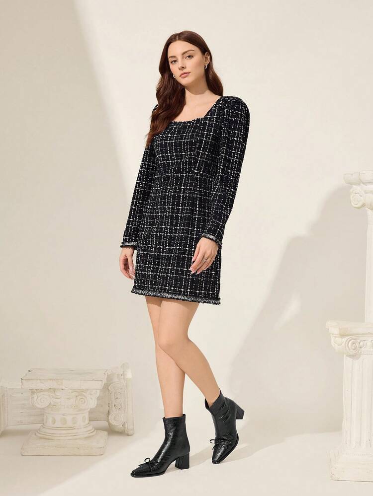 CUCCOO CHICEST 黒色 スクエアトゥ チャンキーヒール フレンチメリージェーン リボンデコレーション バックジッパー スリムフィット ウィメンズアンクルブーツ